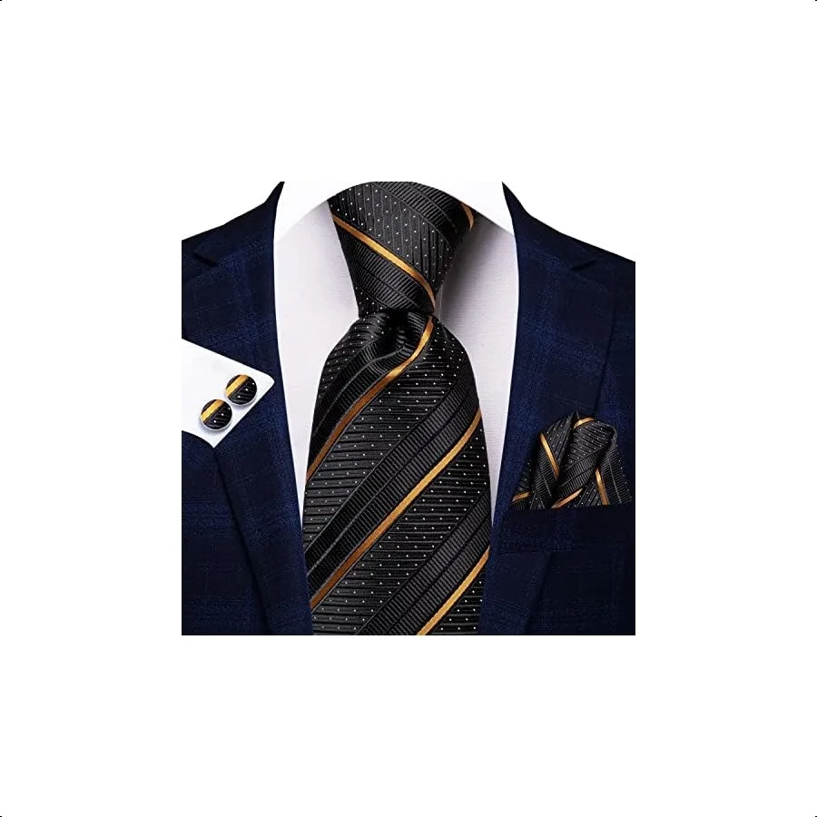 مجموعة ربطات عنق HiTie مقاس 63 بوصة 70 بوصة للرجال من الحرير طويلة جدًا وأزرار أكمام مربعة للجيب وربطة عنق بيزلي لحفلات الزفاف التجارية