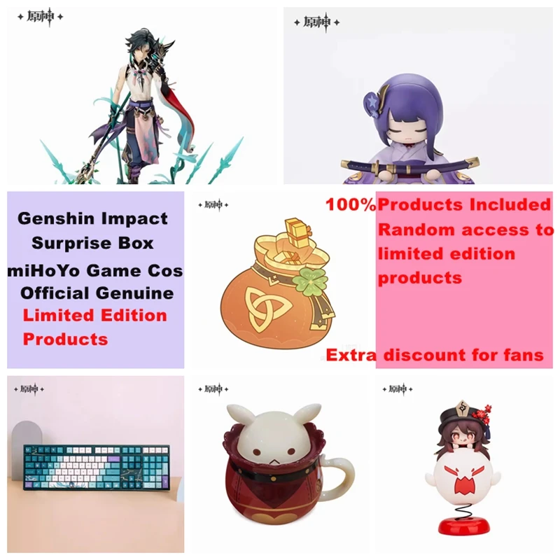 [Genuine] Anime Genshin Impact Gift Box Klee Figures Doll Keypads Badge Cosplay Gift For Kids birthday Gift miHoY Official New