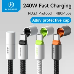 Hagibis USB C to USB C Cable With Protective Cap 240W Type C Cable PD 3.1 Fast Charging Cord for iPhone 16/17 Macbook Pro iPad