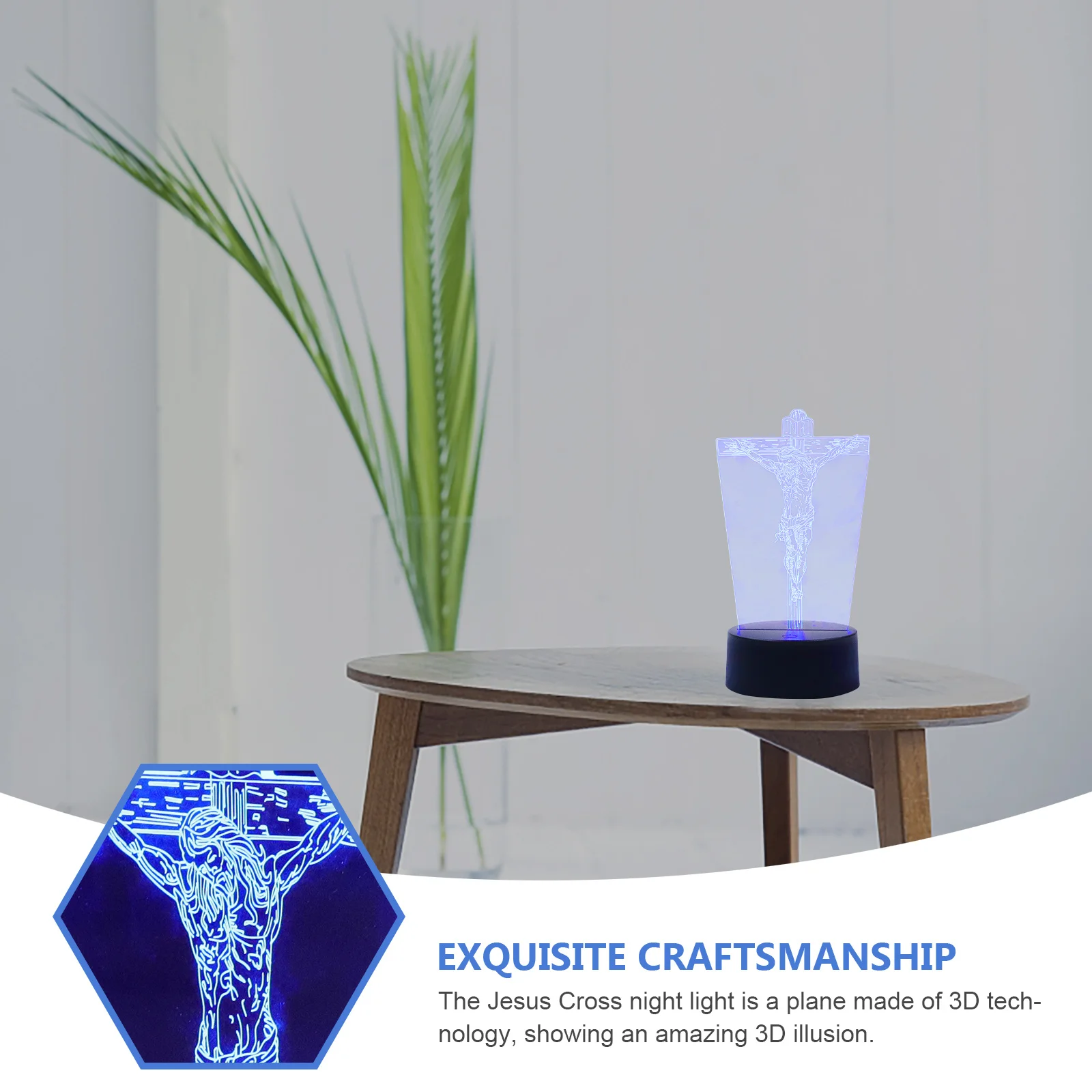 

3D Small Night Light Acrylic Jesus Cross Desktop Lamp For Bedroom Home Church Decor Lighting