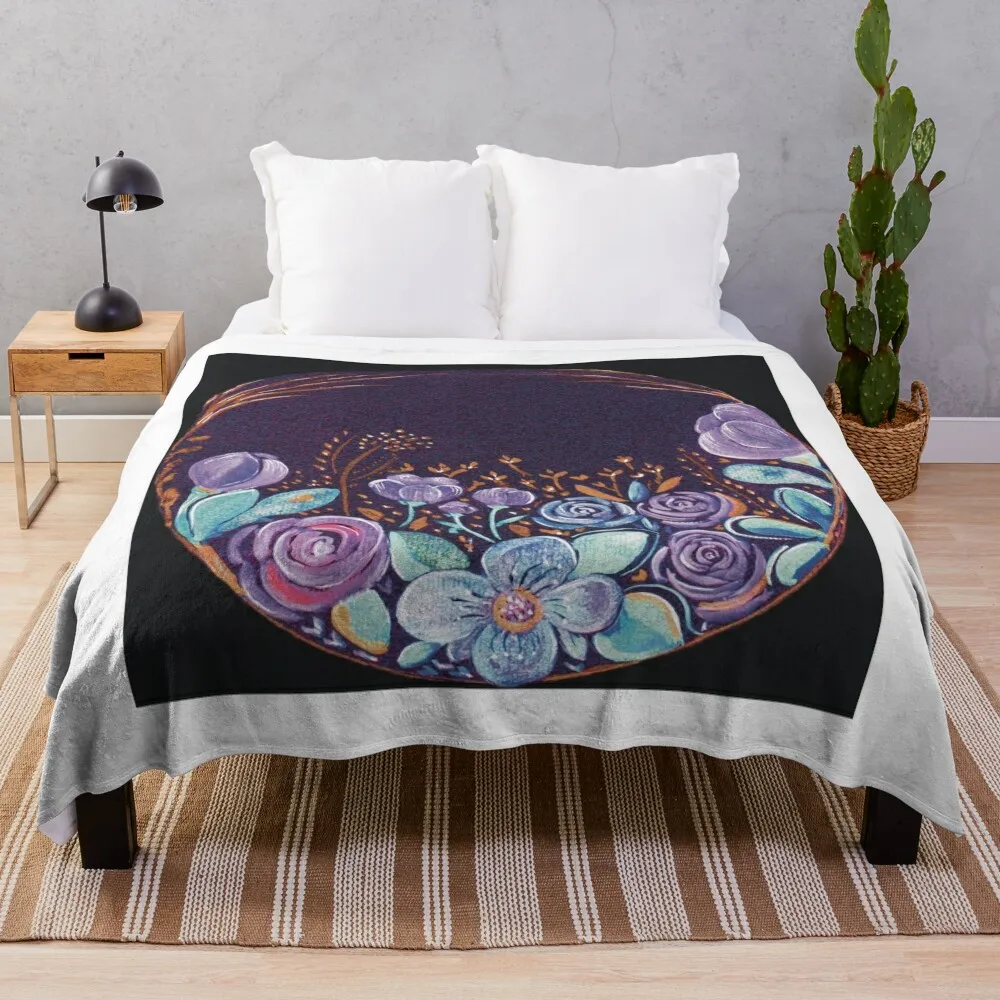 Pattern The moon was filled with flowers Throw Blanket Picnic Extra Large Throw christmas decoration Blankets