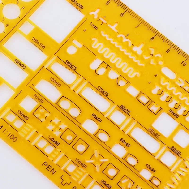 Professional Architectural Template Ruler Drawing Stencil Measuring Tool Student