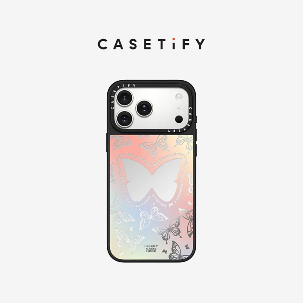 

CASETiFY Iridescent Butterfly Mirror Magnetic Drop-proof Case for iPhone 13 14 15 16 17 Pro Max Air Plus Protect Cover