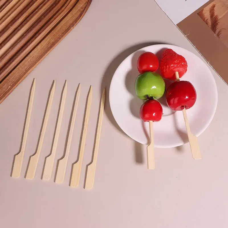 

100pcs Bamboo Skewers Cocktail Picks Fancy Toothpicks For Appetizers Food Sticks Fruit Bbq For Party Drinks Disposable Forks