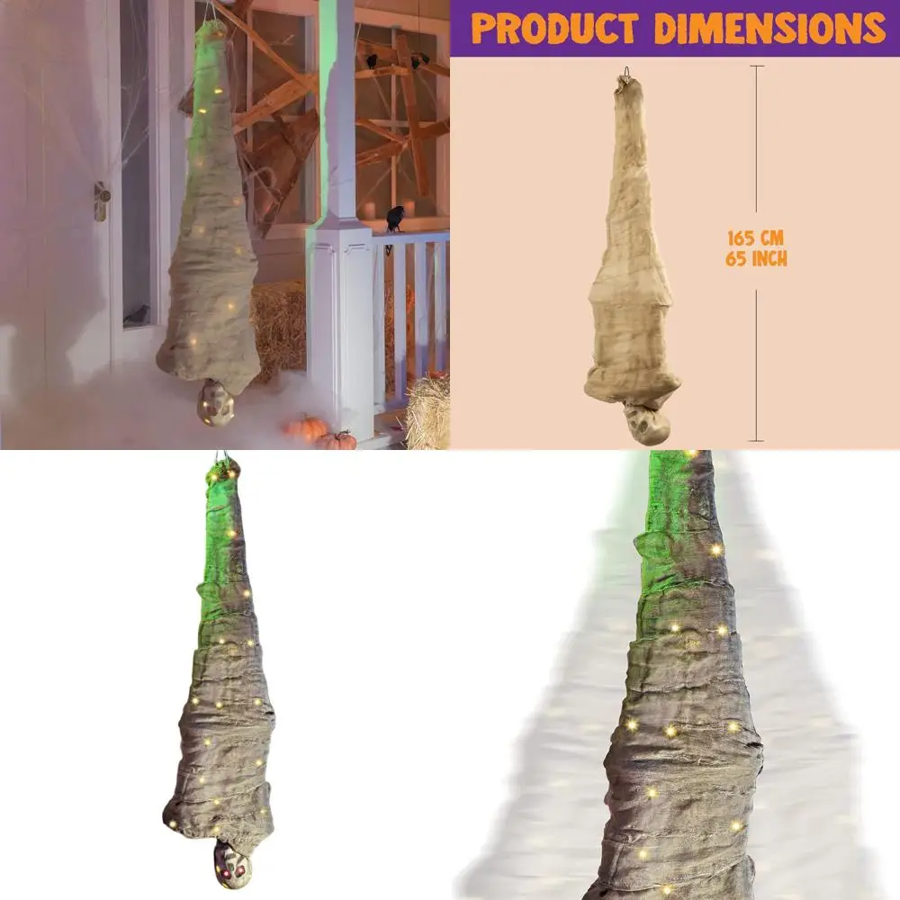 

Анимированная фигура-призрак на Хэллоуин (65 см) со светодиодными глазами и звуковыми эффектами для декора в помещении и на улице