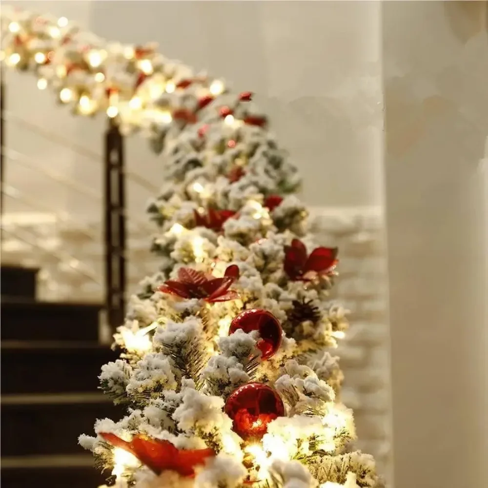 

Artificial Christmas Garland Pine Needle Garlands PVC Garland For Stair Railing Decoration Flocking 2.7m Christmas Decor