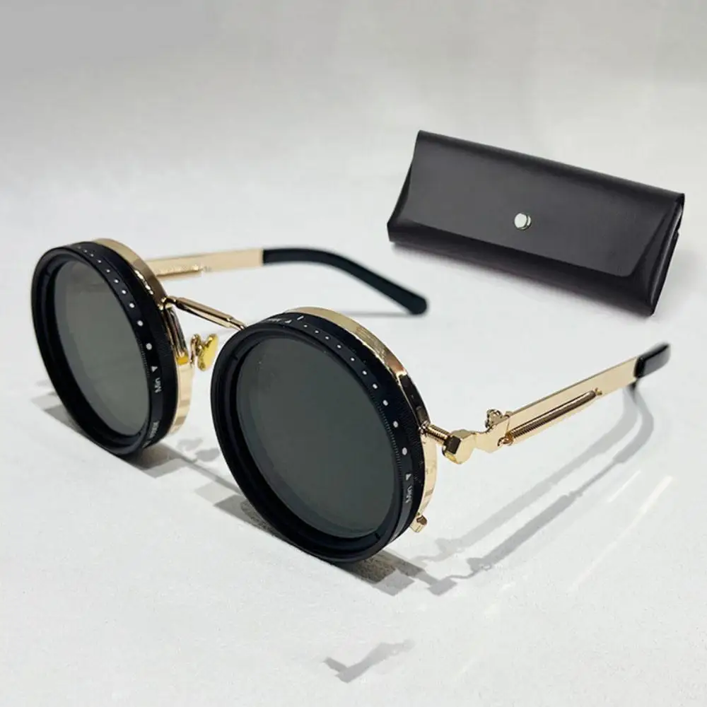 

UV400 Protection Polarized Round Sunglasses - ND9 Adjustable Dimming Retro Shades for Men Women Fishing Outdoor Eyewear