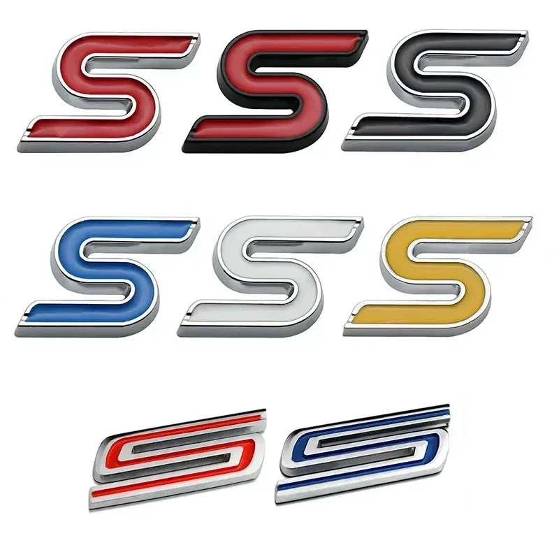 3D Metal S Logo Front Grille Emblem Badge Car Rear Trunk Stickers For Ford Focus Fiesta Escape Ecosport Kuga Mondeo Accessories