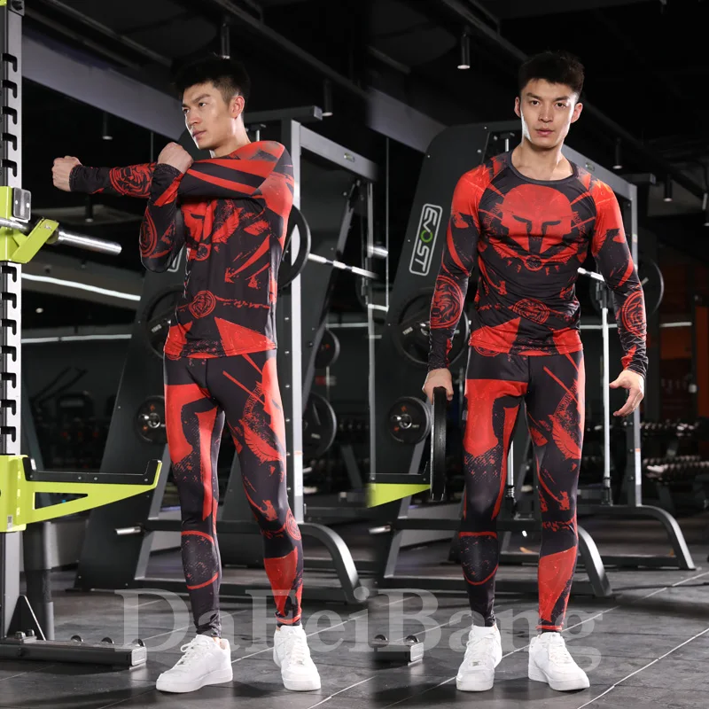 Men\'s Compression Sportswear Suits Gym Tights Training Clothes Workout Jogging Sports Set Running Rashguard Tracksuit For Men