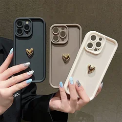 3D Gold Heart Phone Case For Samsung Galaxy A16 A56 A52 A32 A53 A13 A33 A34 A36 A54 S25 S23 S22 Ultra Plus S24 FE Silicone Cover