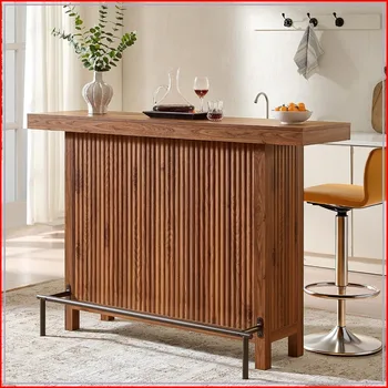 Walnut Two-Tier Bar Table 1