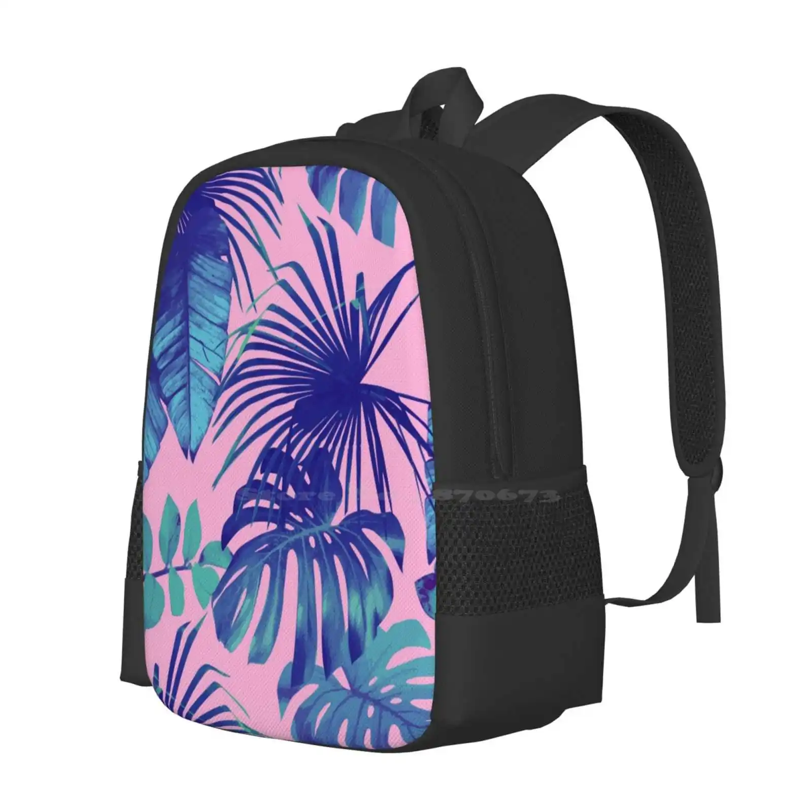 Pink & Blue Tropical Palm Leaf Pattern Design Laptop Travel School Bags Palm Trees Tropical Pattern Hawaii Floral Pattern