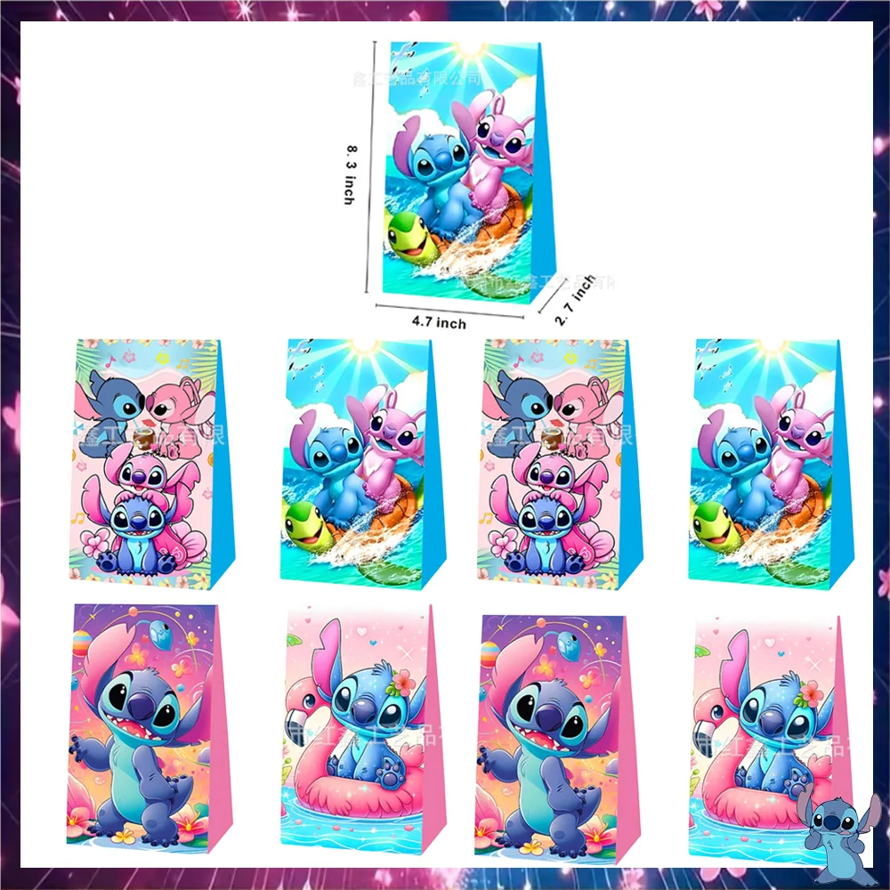 

12/24/36/48Pcs Disney Stitch Mini Candy Kraft Paper Bag Lilo & Stitch Child Birthday Party Decoration Pack Seal Gift Box Bags