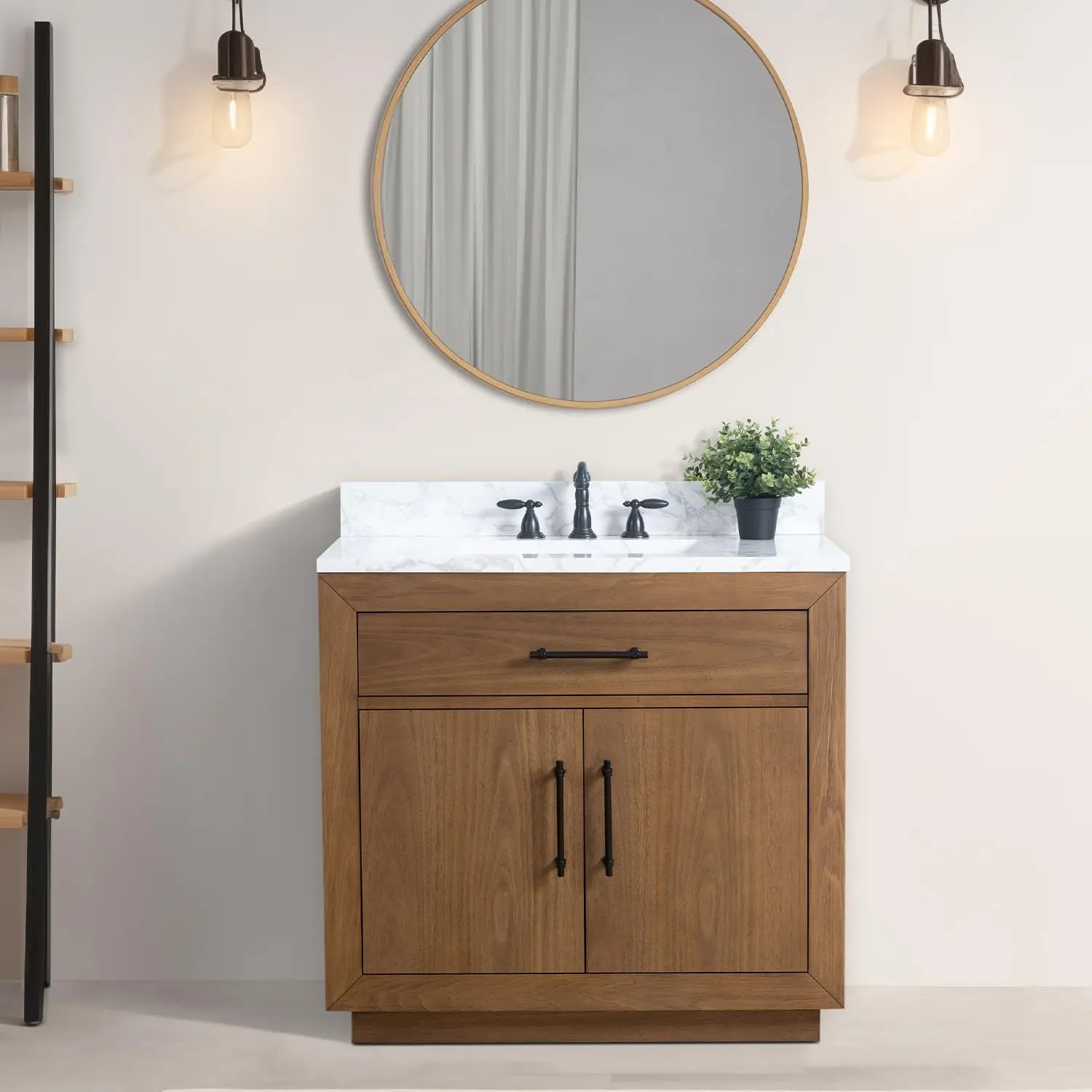 36 inch Bathroom Vanity with Sink, Vanity Cabinet with Doors and Removable Shelf, Modern Wood Cabinet with White, Customized
