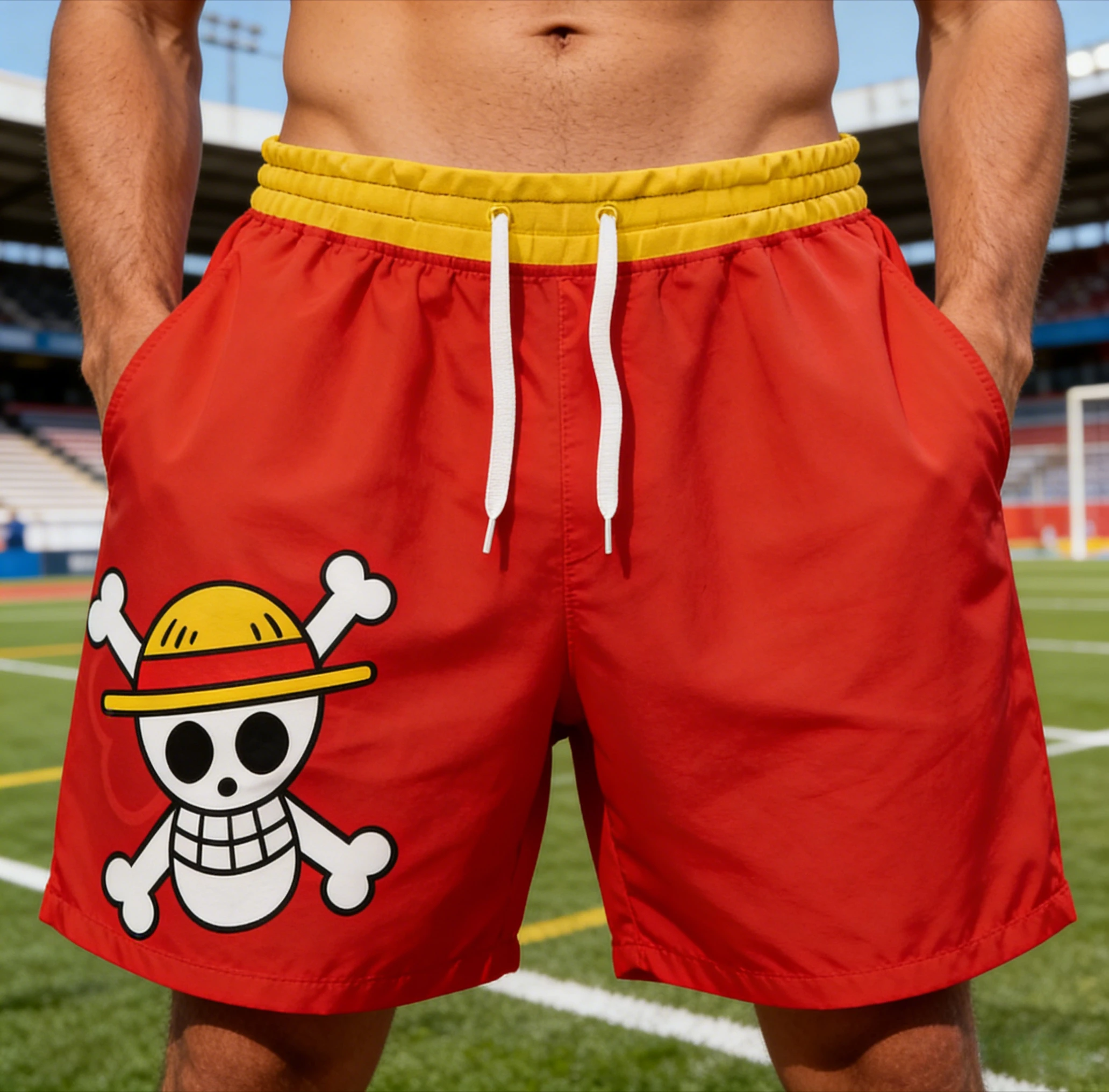 Shorts de sport pour homme Bandai ONE PIECE Luffy 2026 – Séchage rapide, confortables, légers, respirants, style Y2K décontracté pour l'été et la plage