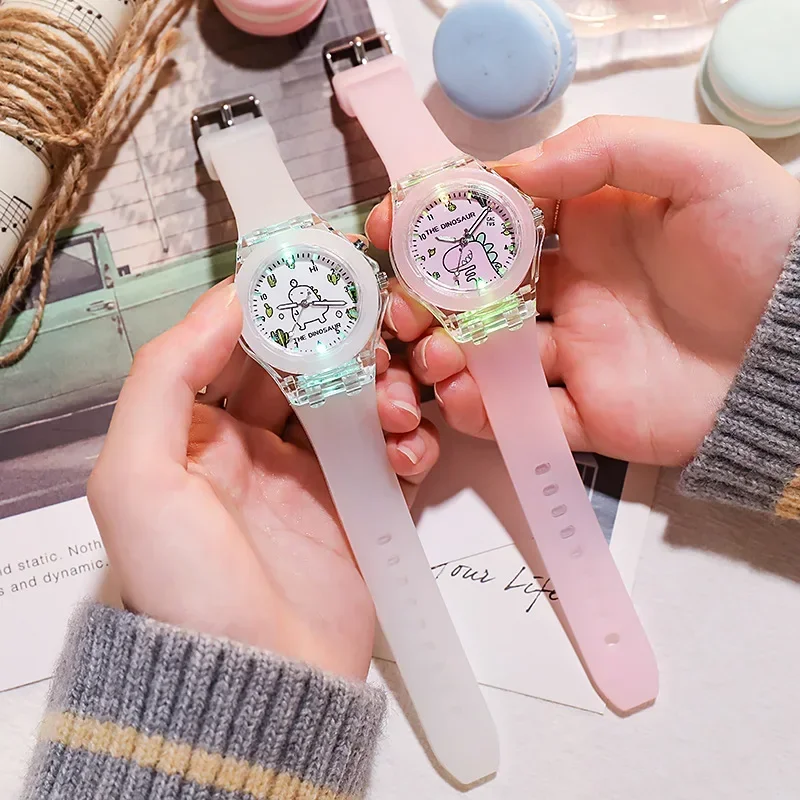 Relógio infantil bonito dos desenhos animados relógios pulseira de silicone luminosa meninos crianças estudantes moda quartzo relógios de pulso