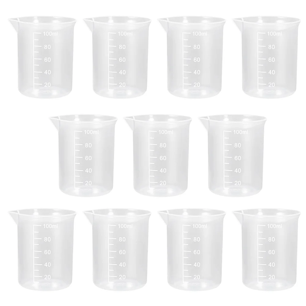 

10Pcs Plastic Measuring Cups Transparent Scale Measuring Cups Graduated Liquid Measure Tools for Kitchen Laboratory