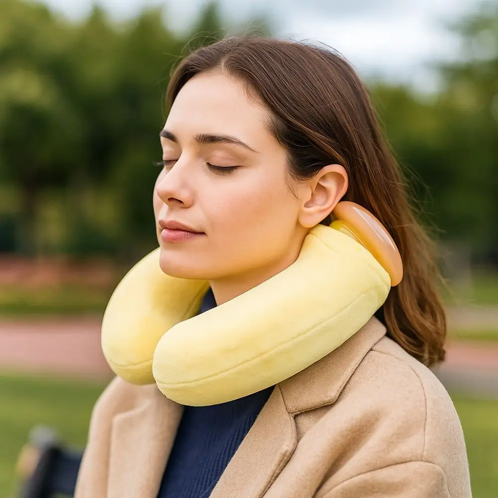 

PVC U-shaped Neck Hot Water Bag Portable Reusable Hot-water Bag Neck Support Knitted Cover Icy Cooling Neck Bag Cycling