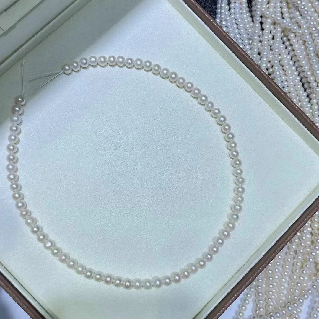 

Изысканное ожерелье AAAA5-6 мм, ожерелье из натурального японского круглого жемчуга 925 s/16-24 дюйма