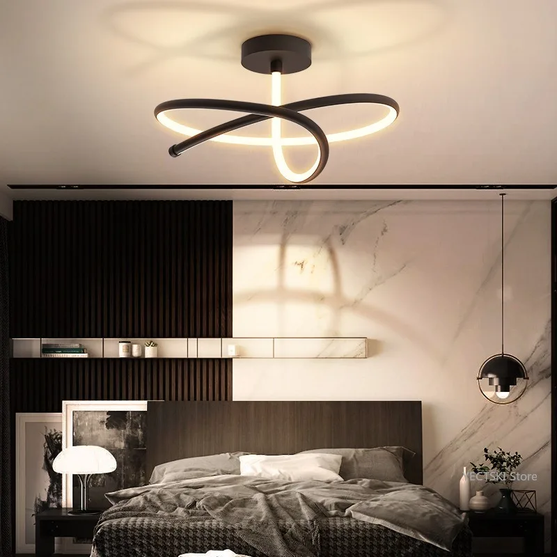 Moderne Minimalistische Slaapkamer Plafondlamp, Nordic Art Lijnen, Gepersonaliseerde Led Studie Balkon Verlichtingsarmaturen