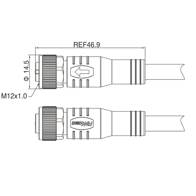 Waterproof  Molded Cable D Code M12 8pin Female Connector