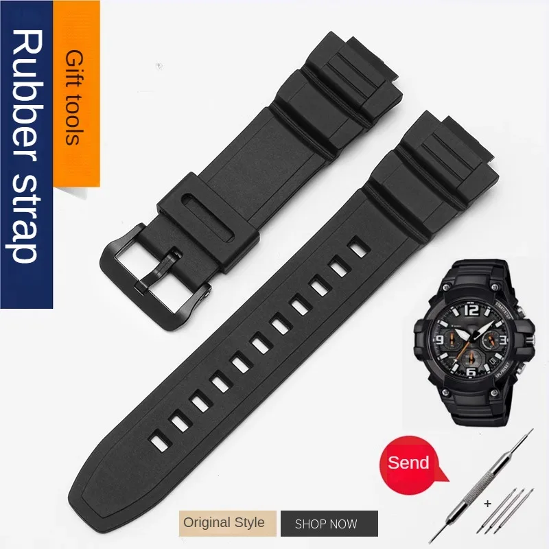 Silicone Strap Replaces 5434/MCW-100H/W-S220 Series Men Interface Rubber Strap For 16mm.