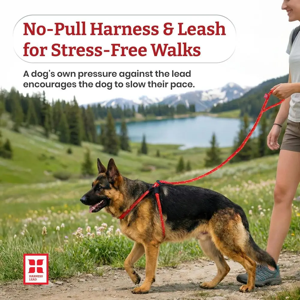 

No Pull Dog Harness and Leash Set, Anti Pull Dog Harness, OnePiece Cushioned Rope Safely Prevents Escaping and Pulling Medium L