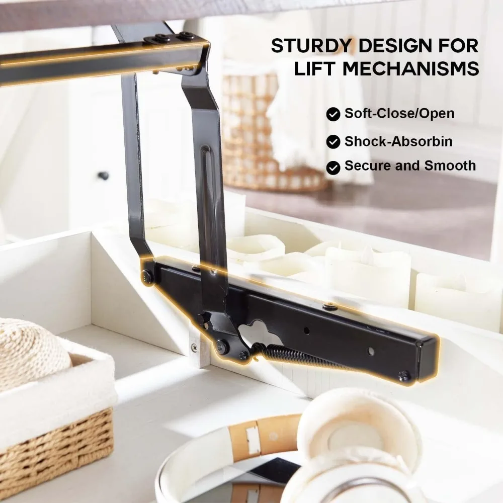 48" Lift Top Coffee Table, Farmhouse Cocktai with Sliding Groove Barn Door, Rustic Wood Center Table w/Double Storage Spaces