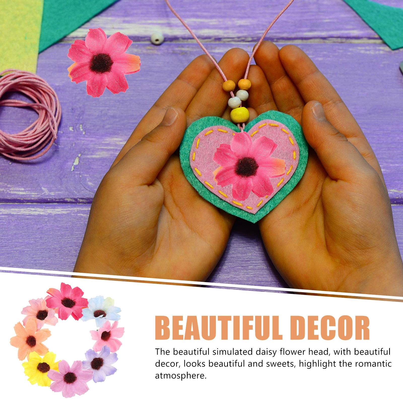 

50pcs Flowers Diy Daisy Flowers Flower Crafts Faux Heads Decoration Accessories for DIY Home Store Wedding Gifts