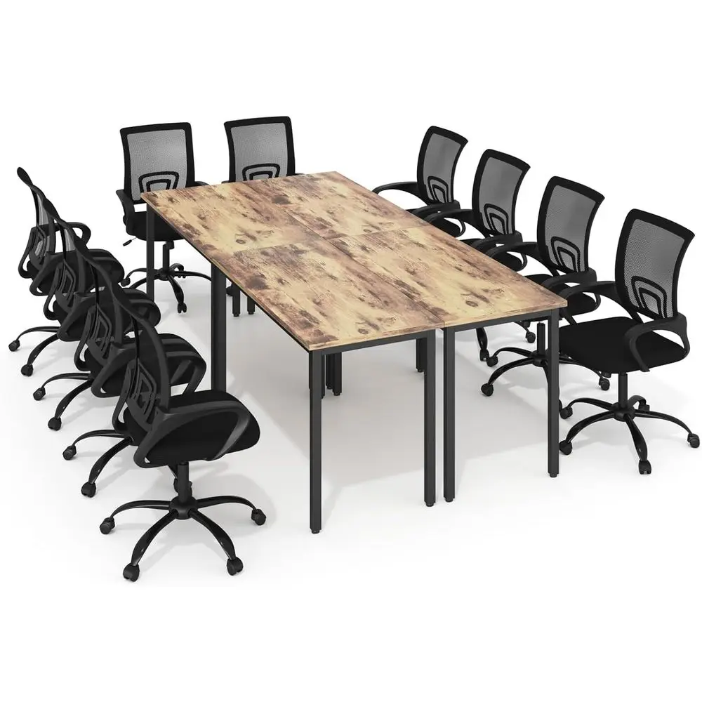 

10-Person Conference Table and Chair Set, 94.4x47.2x29.5, Ideal for Office Meetings and Study Rooms