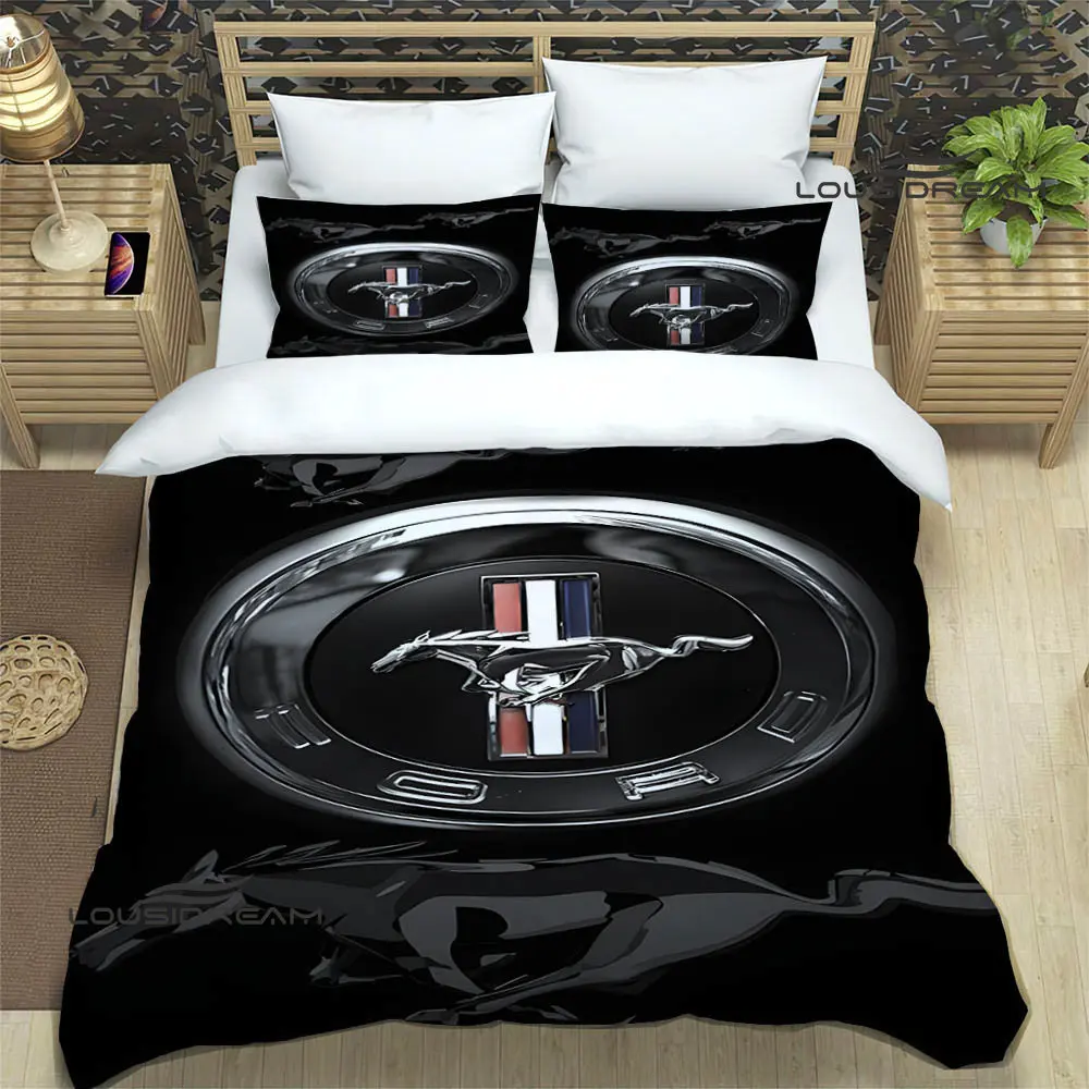 Mustang car logo printed Bedding Sets exquisite supplies set duvet cover bed comforter set bedding set luxury birthday gift