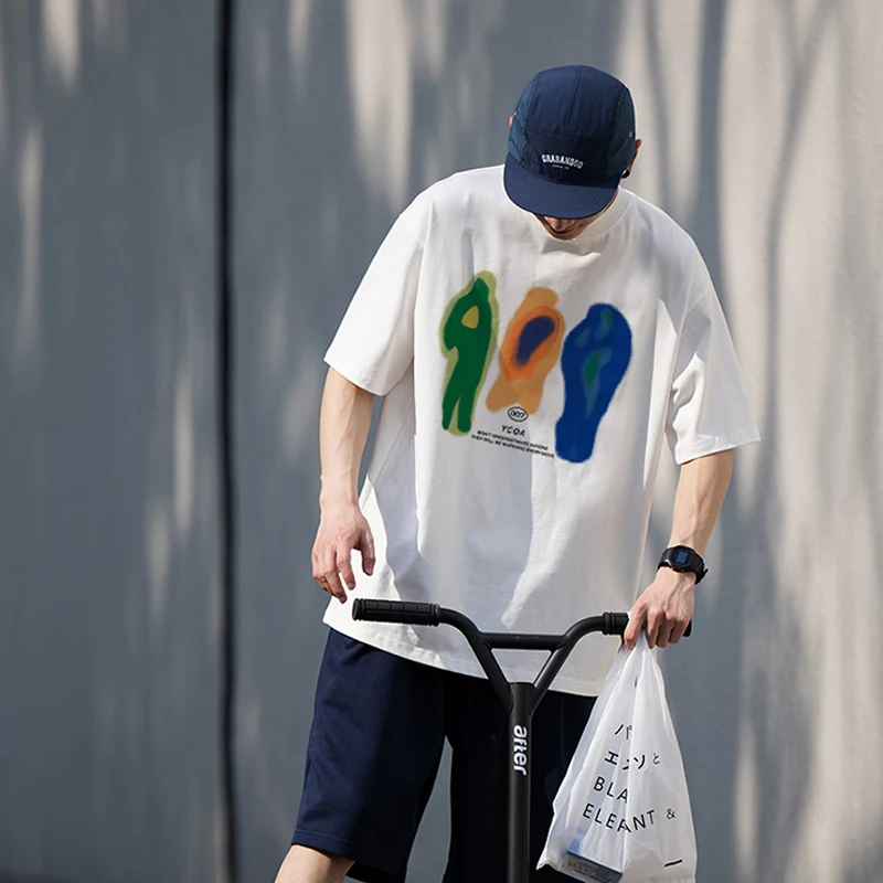 Men T-Shirt Cotton Oversized Summer Printed YCOA Graphic Harajuku Hip Hop Loose Tops Tees Korean Fashion Y2k Aesthetic Clothing