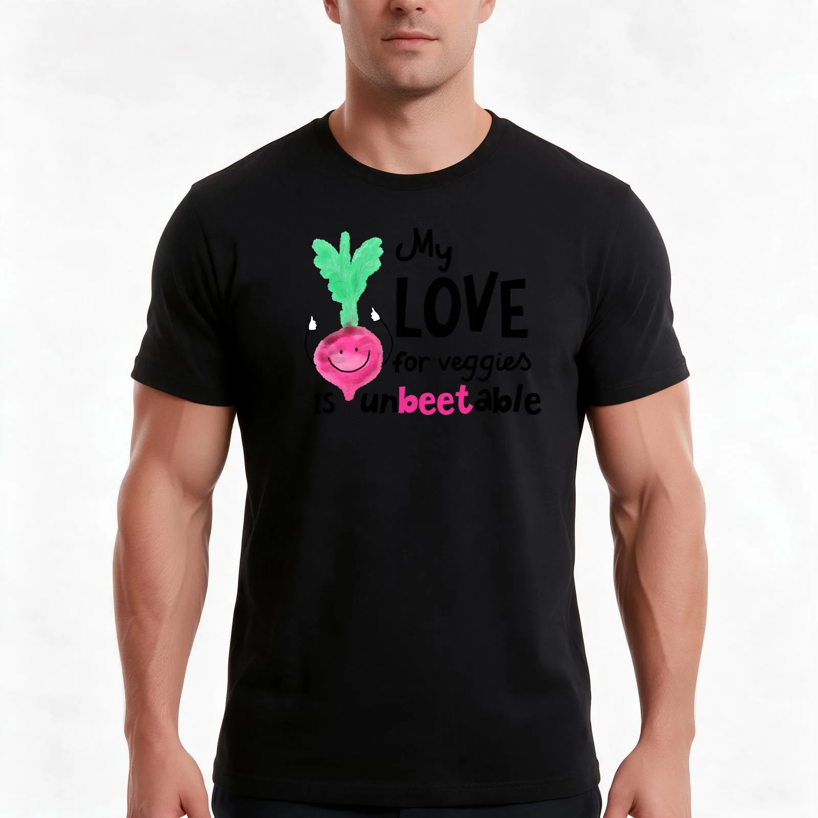 My LOVE for veggies is unbeetable - Punny Garden T-Shirt, Summer Casual Cotton Tee, Oversized Streetwear Tops, Unisex Men Women