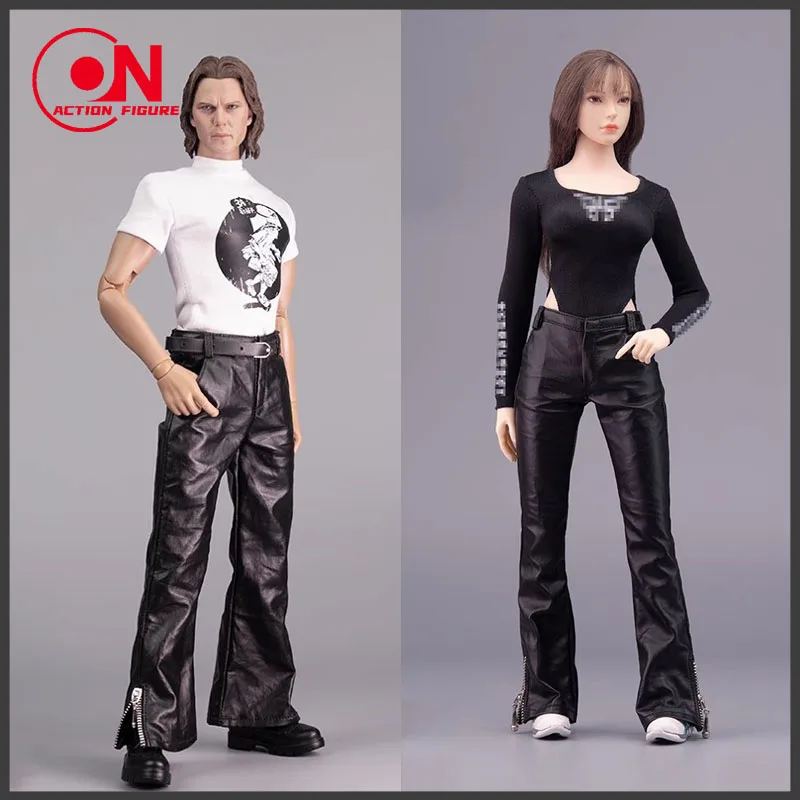 CCN6020 1/6 スケール男性/女性ヒップホップスタイルハイウエストポケットジッパーレザーパンツ 6 インチ兵士アクションフィギュアモデル