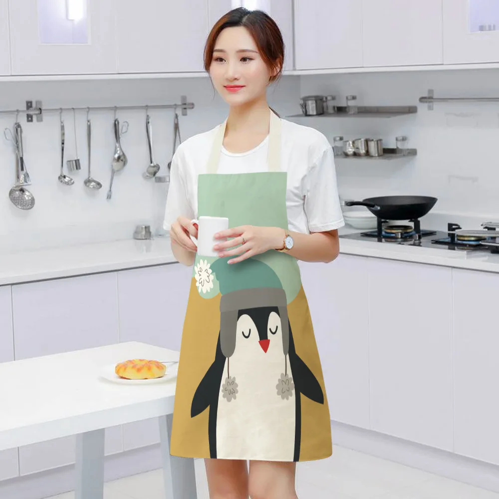 Creative cute fox rabbit animal print apron for men and women interesting kitchen supplies home cooking baking tools