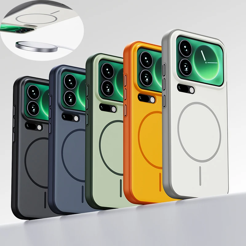 حافظة هاتف مقاومة للصدمات بلون سادة غير لامع لهاتف Xiaomi 17 Pro Max لهاتف Magsafe غطاء خلفي مغناطيسي للشحن اللاسلكي #1