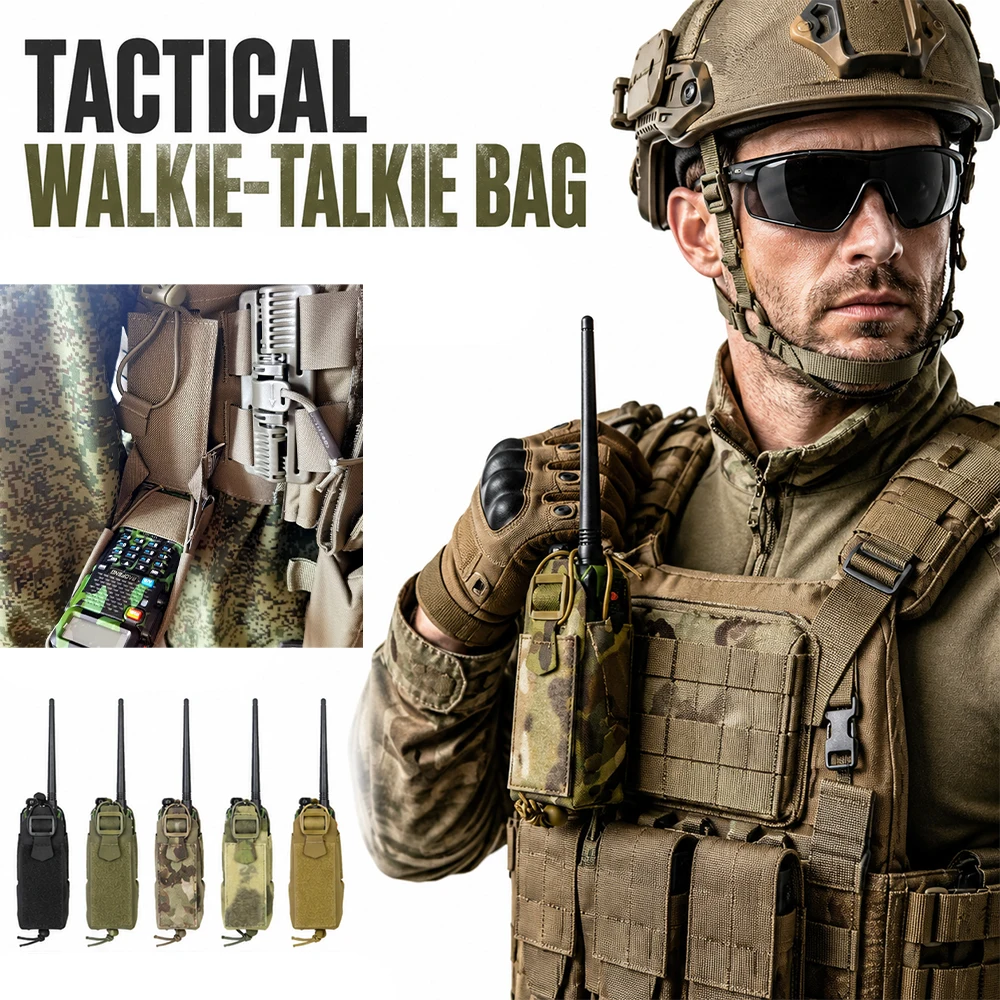 Tactical Gridlok Radio Pouch Molle Intercom Holder Airsoft Hunting Walkie Talkie Storage Bag Packet for Baofeng UV5R UV82