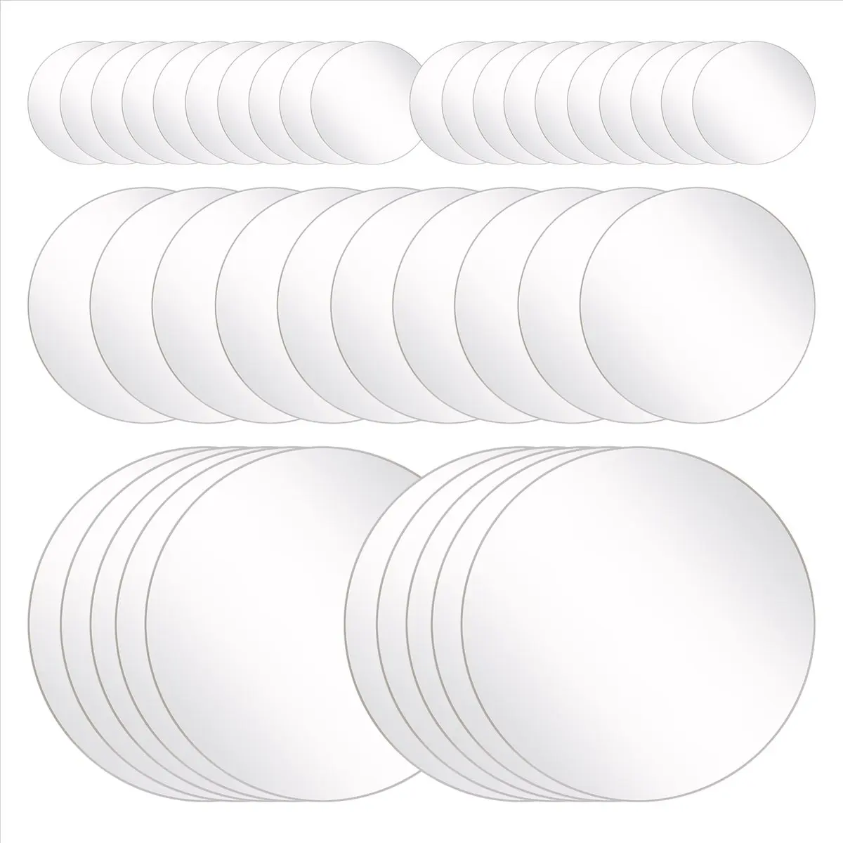 A75K 40 PCS Mini Size Round Mirror Small Round Mirror Adhesive Mirror Round Craft Mirror Tiles for Crafts(1Inch,2 Inch,3Inch)