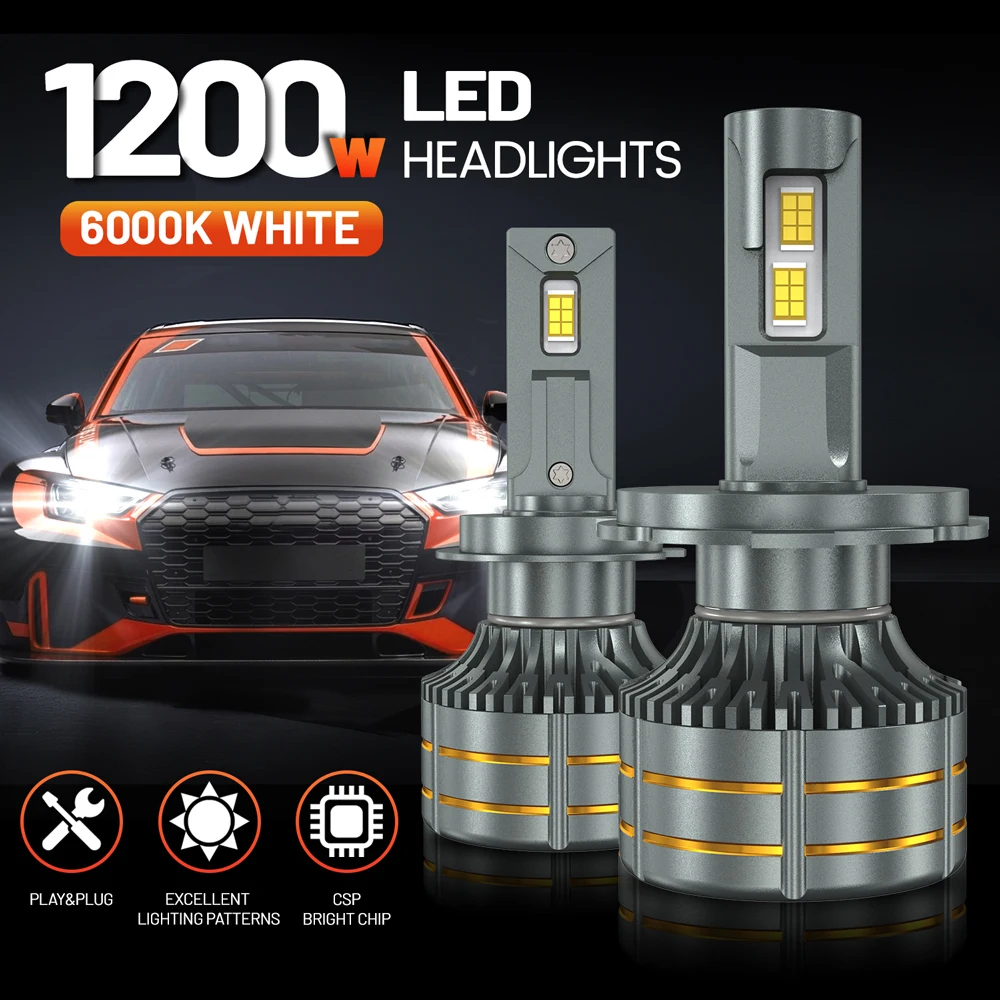 

2Pcs Car Headlight H4 H7 LED H11 9005 9006 9007 9008 9012 H1 Auto Bulbs 1200W 1800000LM Light Lamp 6000K 12V Led Headlight Bulbs