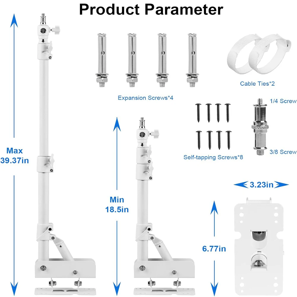 Selens-Soporte de luz blanco para montaje en pared, Kits de estudio fotográfico, brazo Boom, soporte de pared, accesorios de fotografía, anillo de