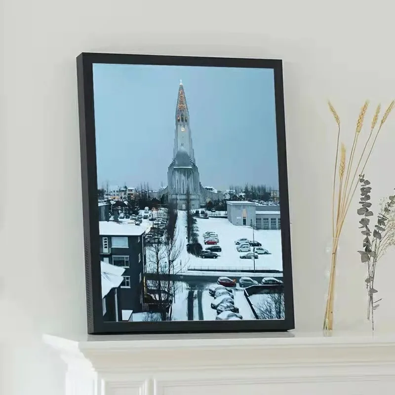 كلمات جدارية مكبر صوت بلوتوث ذكي جودة صوت HIFI صوت منزلي شاشة رسم زيتي واقعية