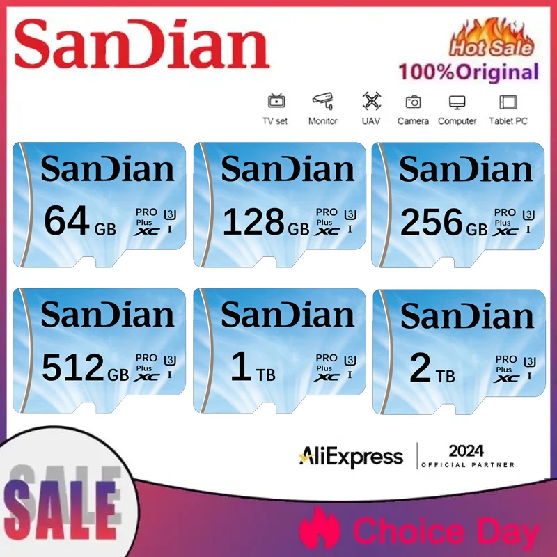 Class10 Micro Card 2T 1T High Speed Memory Card 64/128/256/512GB SD Card With Adapter For Nintendo Switch/Phone/camer