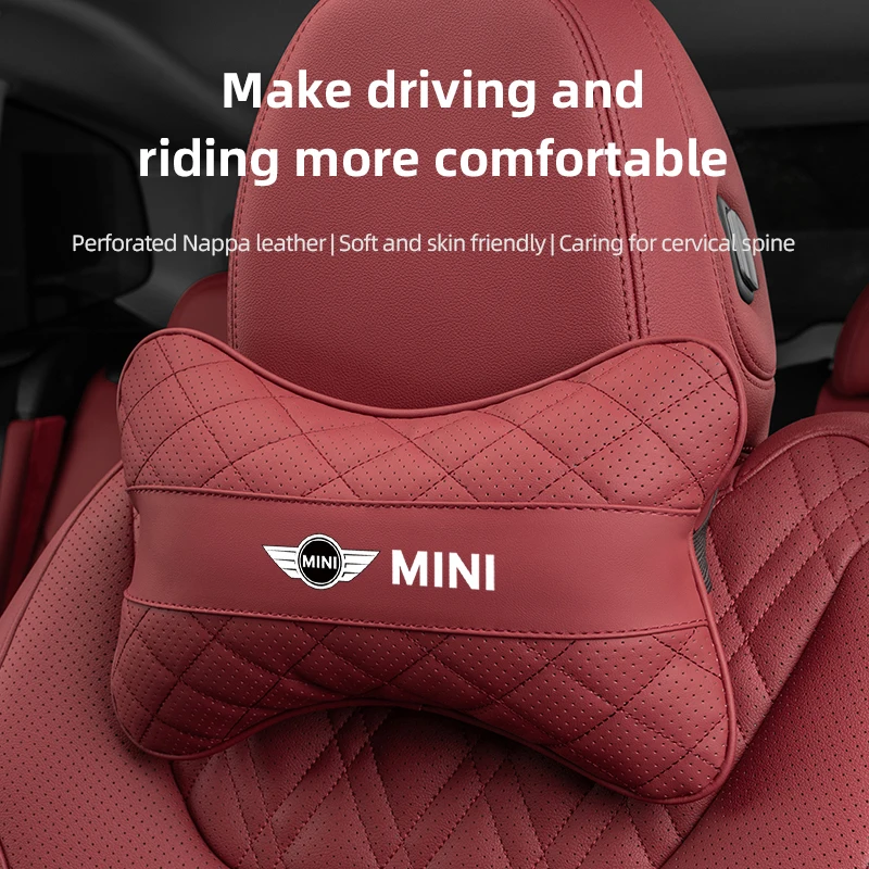 Car Check Headrest Pillow Neck Memory Lumbar Support Cotton Breathable For BMW MINI Cooper One JCW Clubman Countryman R55 R56 F5