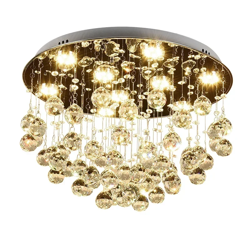 Modern Fashion Romantic Circular K9 Crystal LED Ceiling Lamp DIY Home Deco Dining Room Stainless Steel Ceiling Lighting Fixture