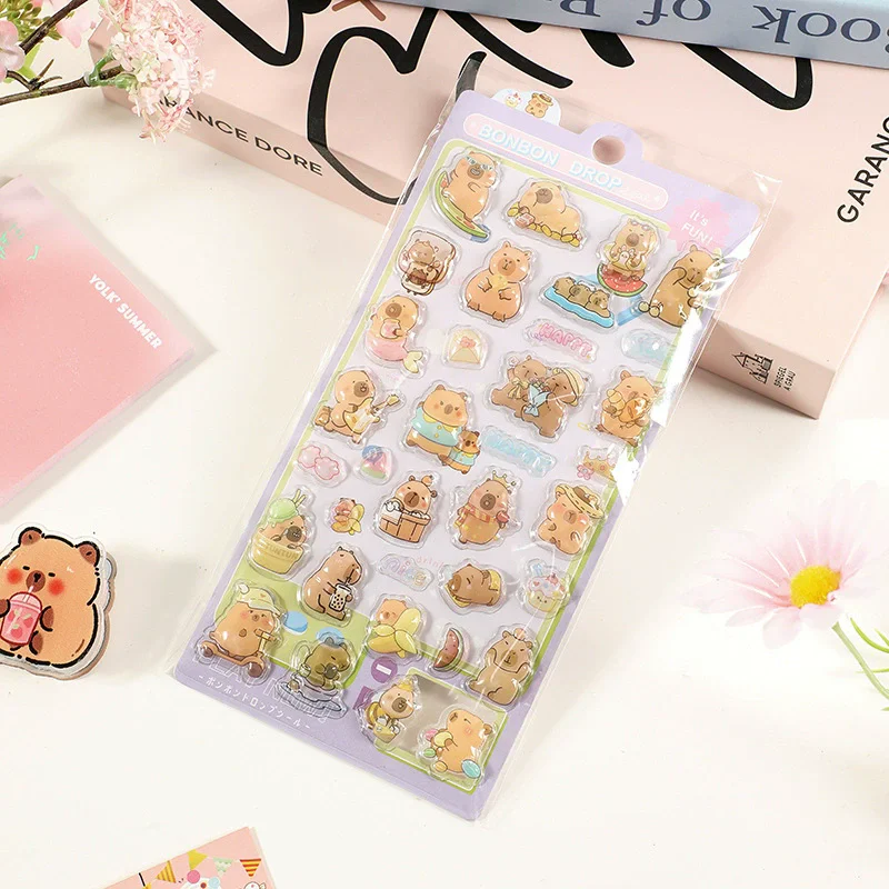 Capivara dos desenhos animados 3D adesivos casos de telefone, garrafas de água e cadernos adesivos de decoração