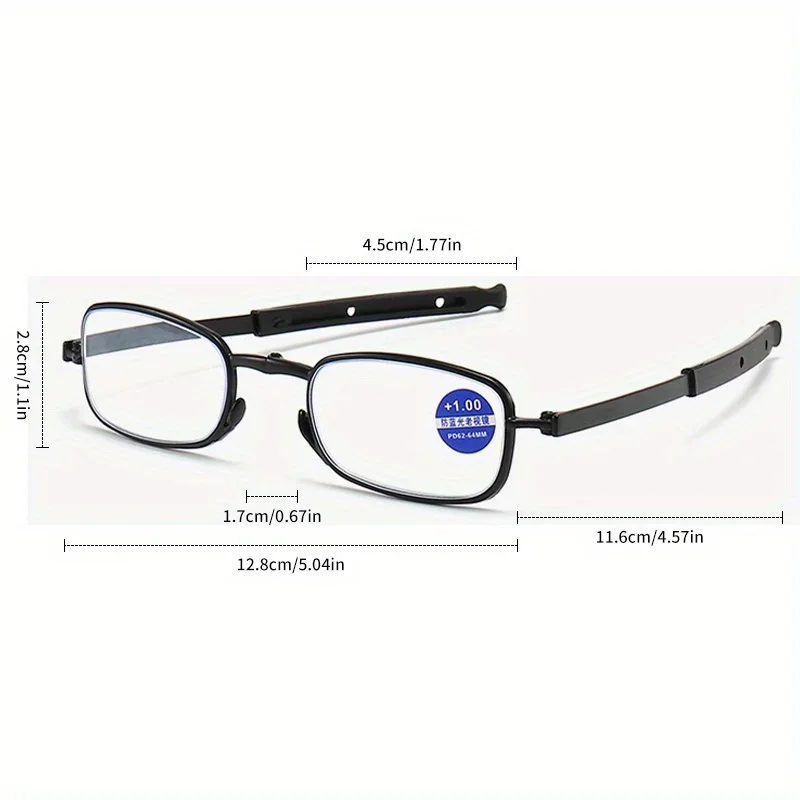1.5 2.0 2.5 Foldable Telescopic Presbyopic Glasses  Portable Bag Anti Blue Light Glasses Reading Glasses Men Neutral
