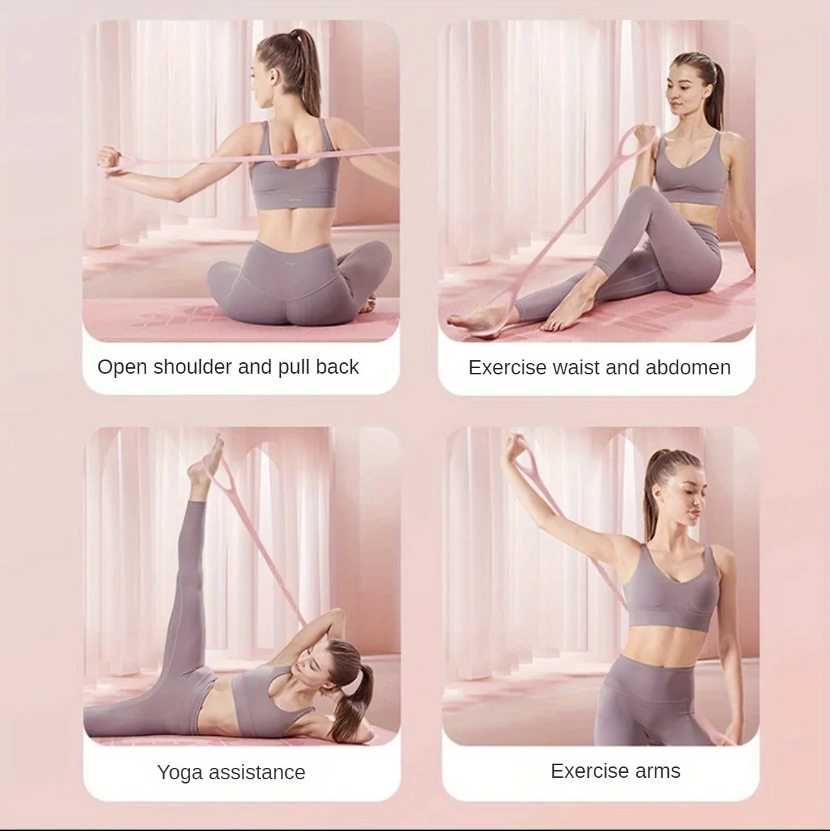 1 Stück ProFlex 8-förmiges Silikon-Yoga-Widerstandsband - Universelles Elastisches Fitness-Dehnungsband für Rücken-, Taillen- und Armübungen – Detail 1