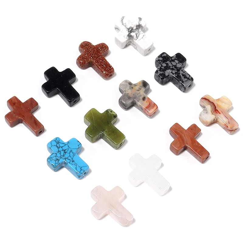 

5pcs/lot Natural Stone Beads Mix Color Cross Pendants Charms Beads Suitable for DIY Necklaces Making Handicraft Accessories