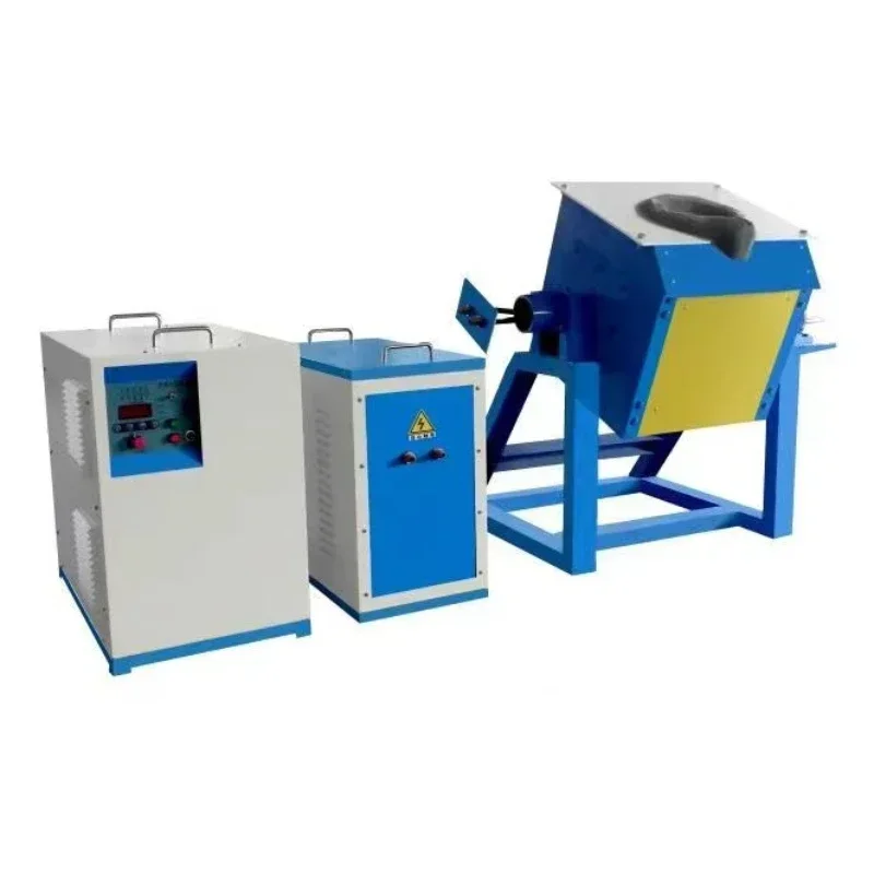 Small scale waste gold, silver, and copper 25KW induction medium frequency melting furnace, crucible metal melting furnace