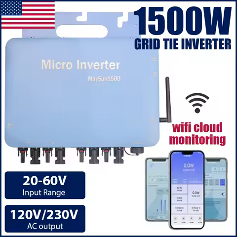 1500W Grid Tie Micro Solar Inverter With MC Connector WIFI Cloud Monitor Function 110V 120V AC Waterproof 60V PV Panels